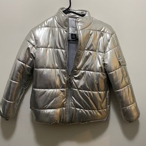 Flowers by Zoe silver faux leather puffer